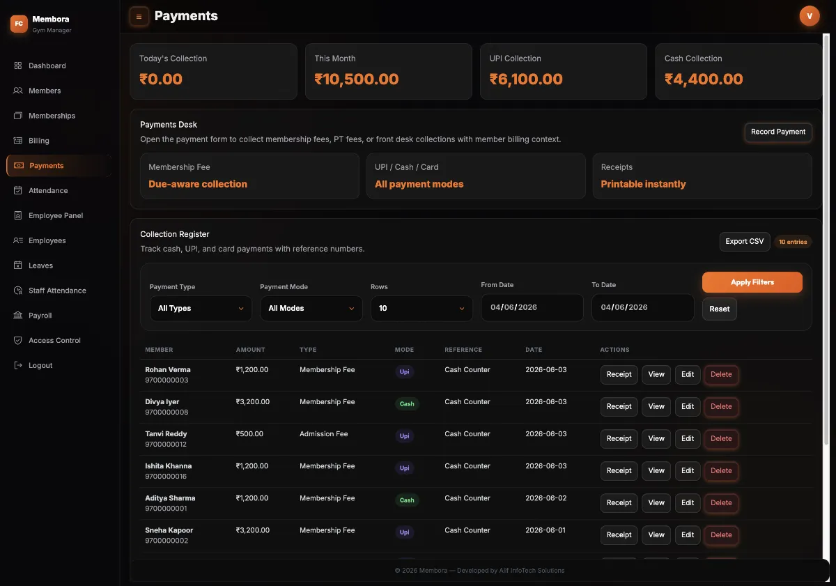 Membora — Gym Management Platform screenshot 4