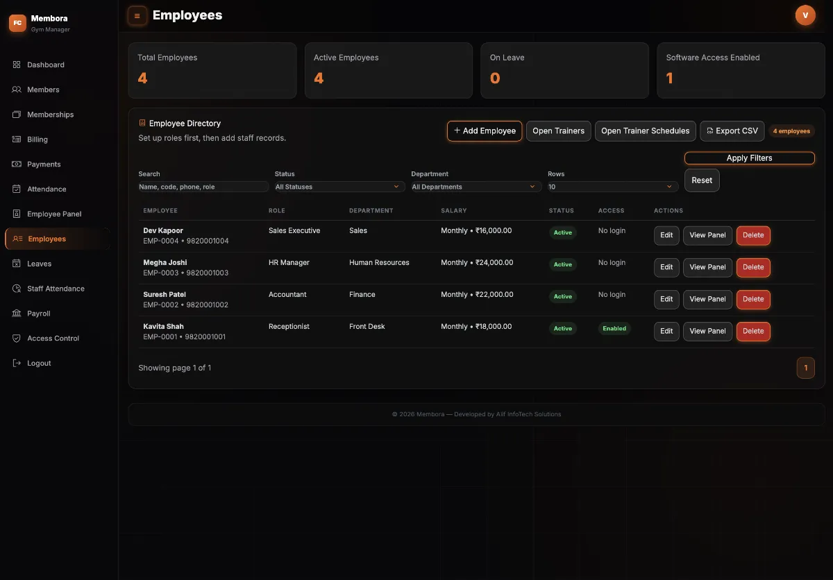 Membora — Gym Management Platform screenshot 6